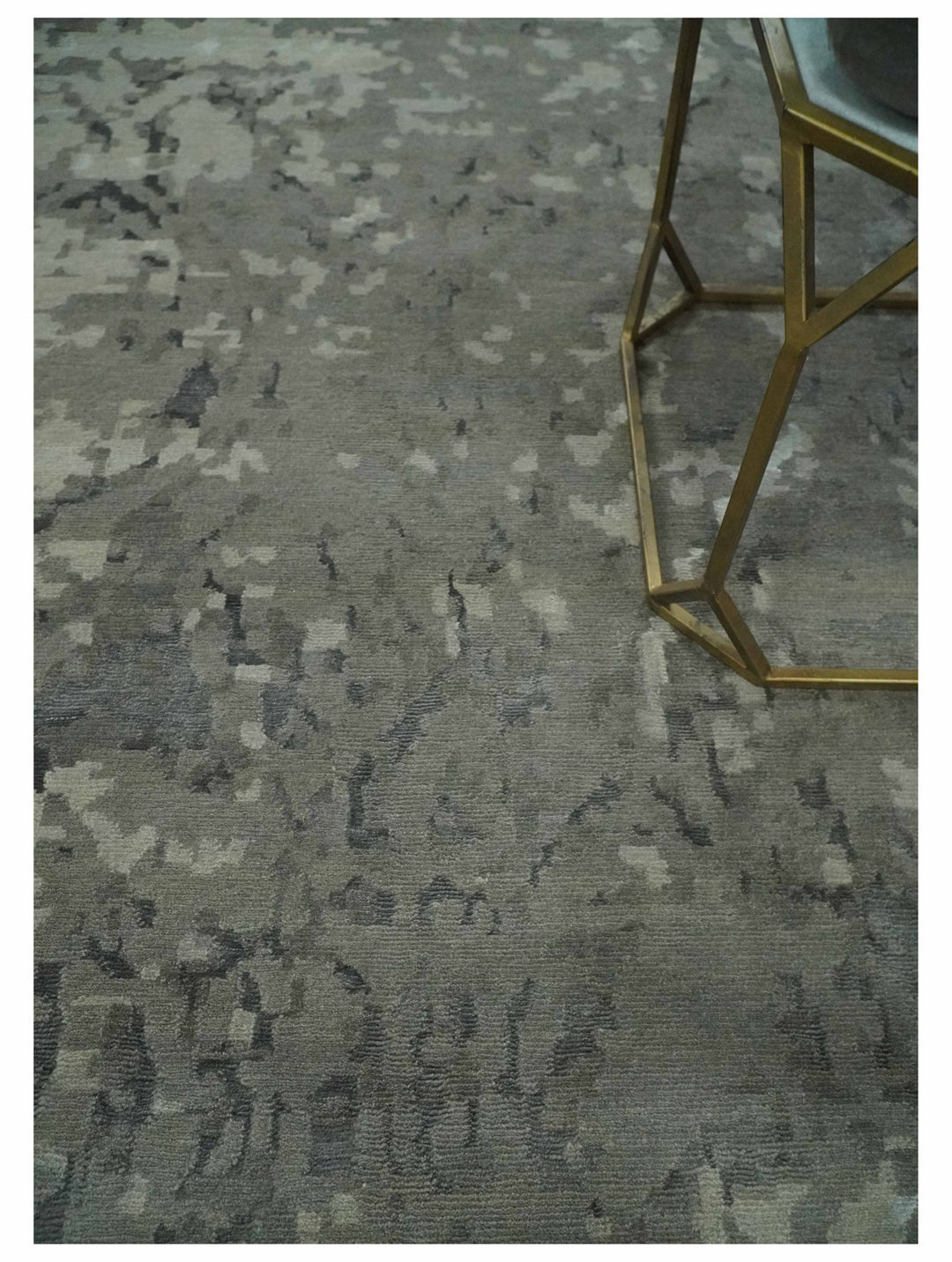 Gray and Silver Modern Abstract Hand knotted 6x9 Wool and Art Silk Area Rug - The Rug Decor