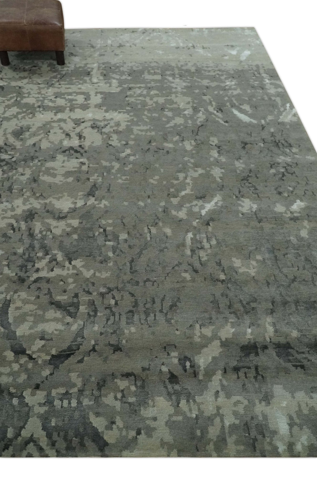 Gray and Silver Modern Abstract Hand knotted 6x9 Wool and Art Silk Area Rug - The Rug Decor