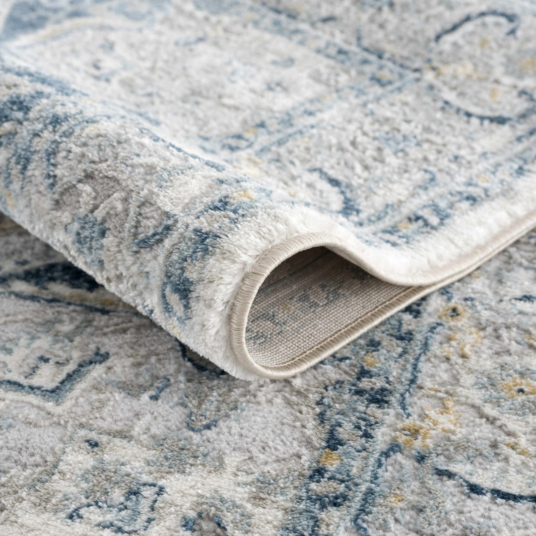 Gray and Teal Traditional Heriz Turkish Design Area Rug - The Rug Decor