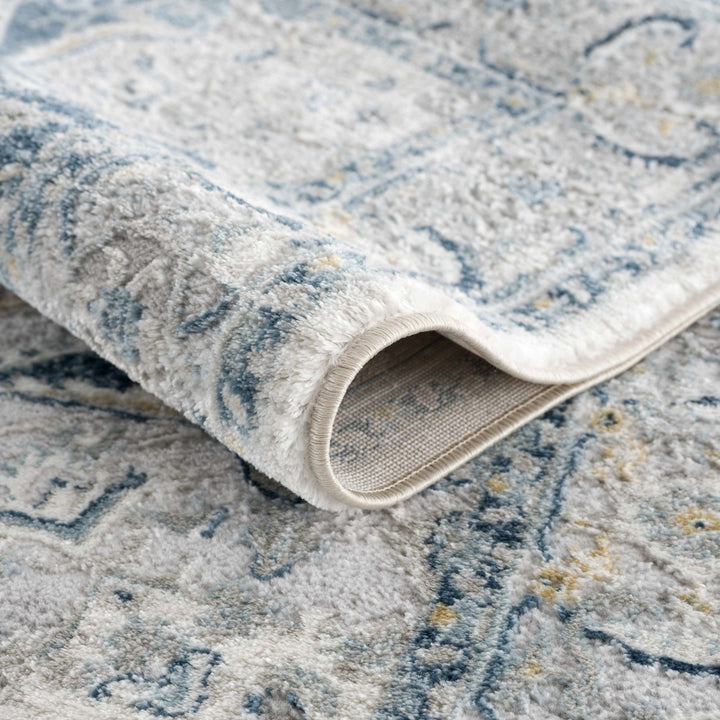 Gray and Teal Traditional Heriz Turkish Design Area Rug - The Rug Decor