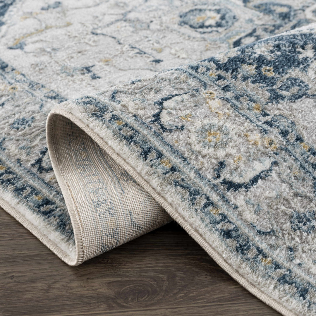 Gray and Teal Traditional Heriz Turkish Design Area Rug - The Rug Decor