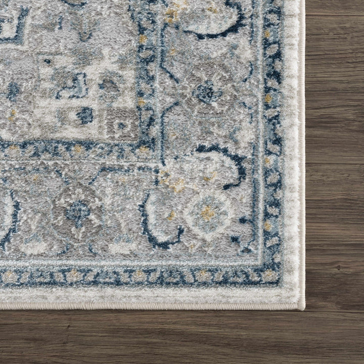Gray and Teal Traditional Heriz Turkish Design Area Rug - The Rug Decor