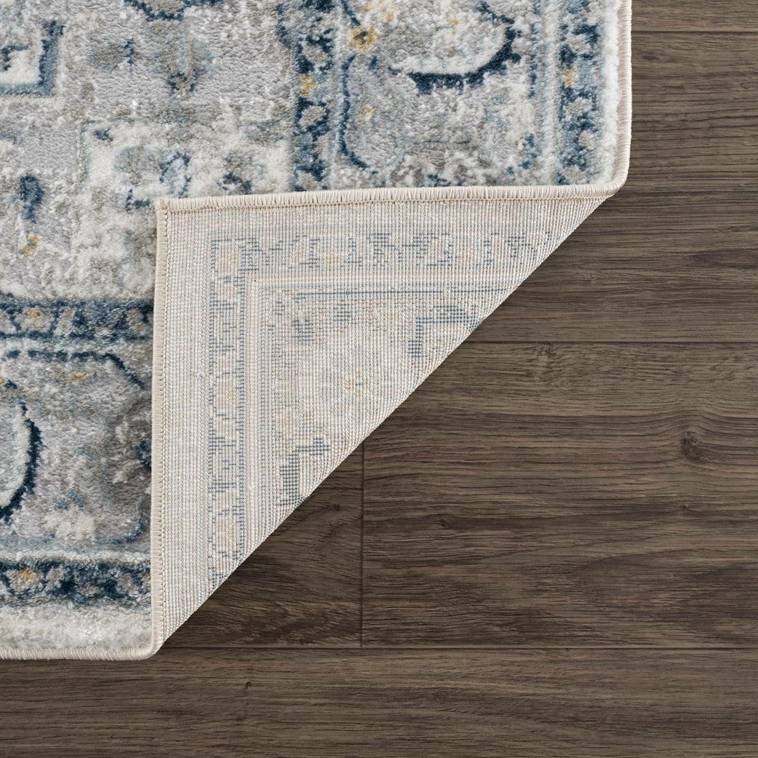 Gray and Teal Traditional Heriz Turkish Design Area Rug - The Rug Decor