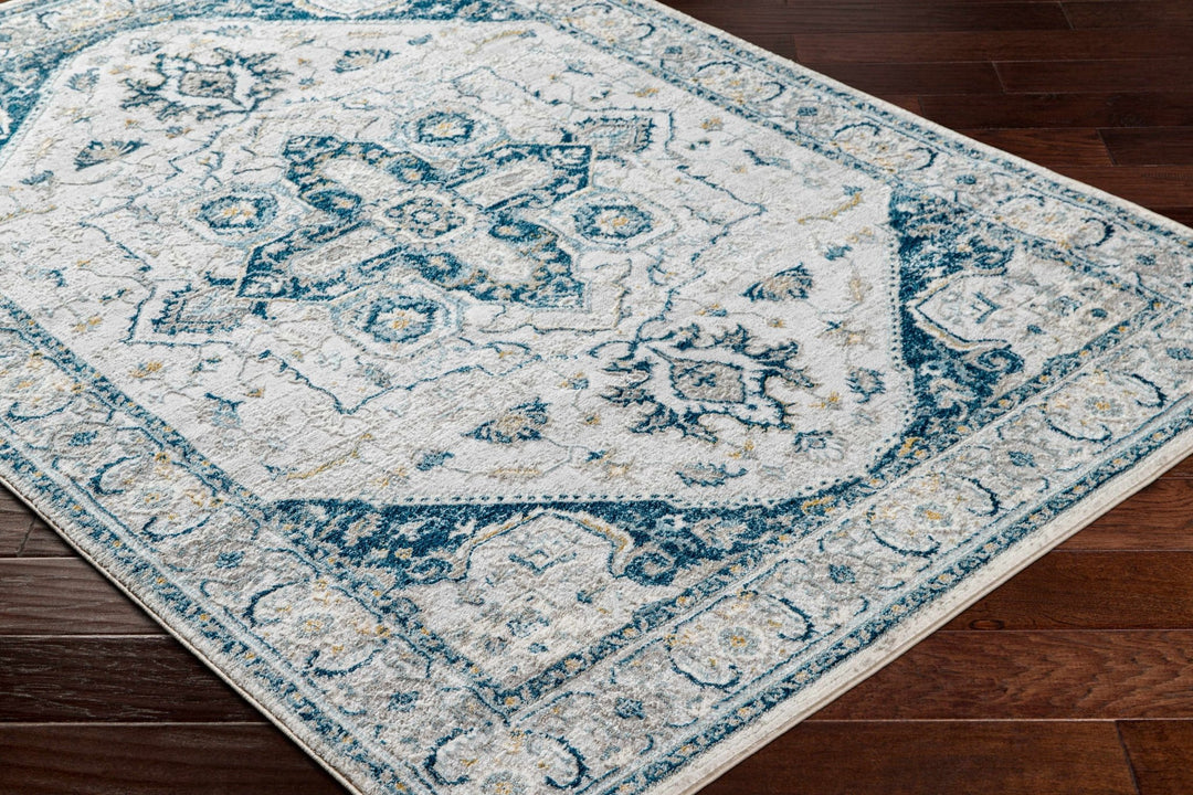 Gray and Teal Traditional Heriz Turkish Design Area Rug - The Rug Decor