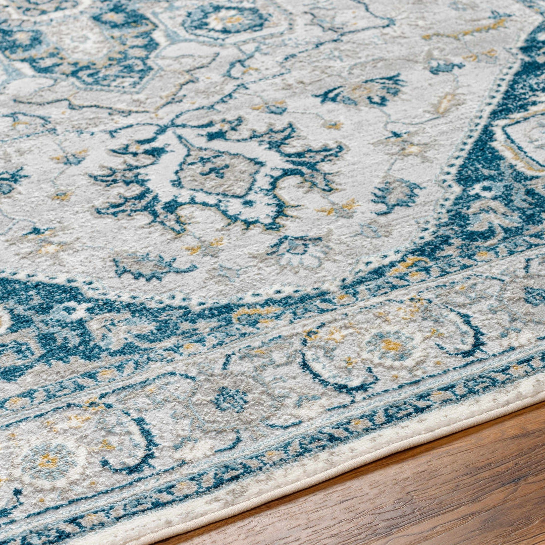 Gray and Teal Traditional Heriz Turkish Design Area Rug - The Rug Decor