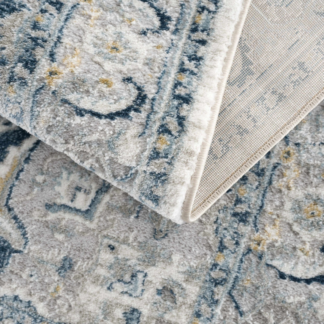 Gray and Teal Traditional Heriz Turkish Design Area Rug - The Rug Decor