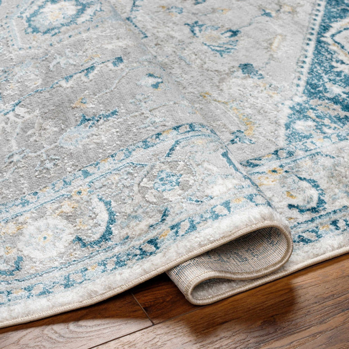 Gray and Teal Traditional Heriz Turkish Design Area Rug - The Rug Decor