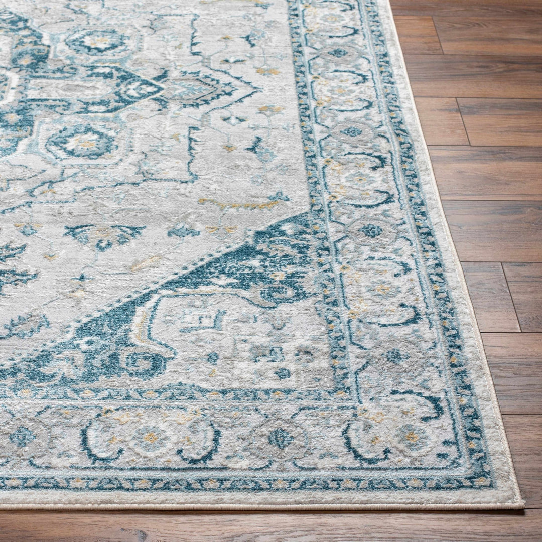 Gray and Teal Traditional Heriz Turkish Design Area Rug - The Rug Decor