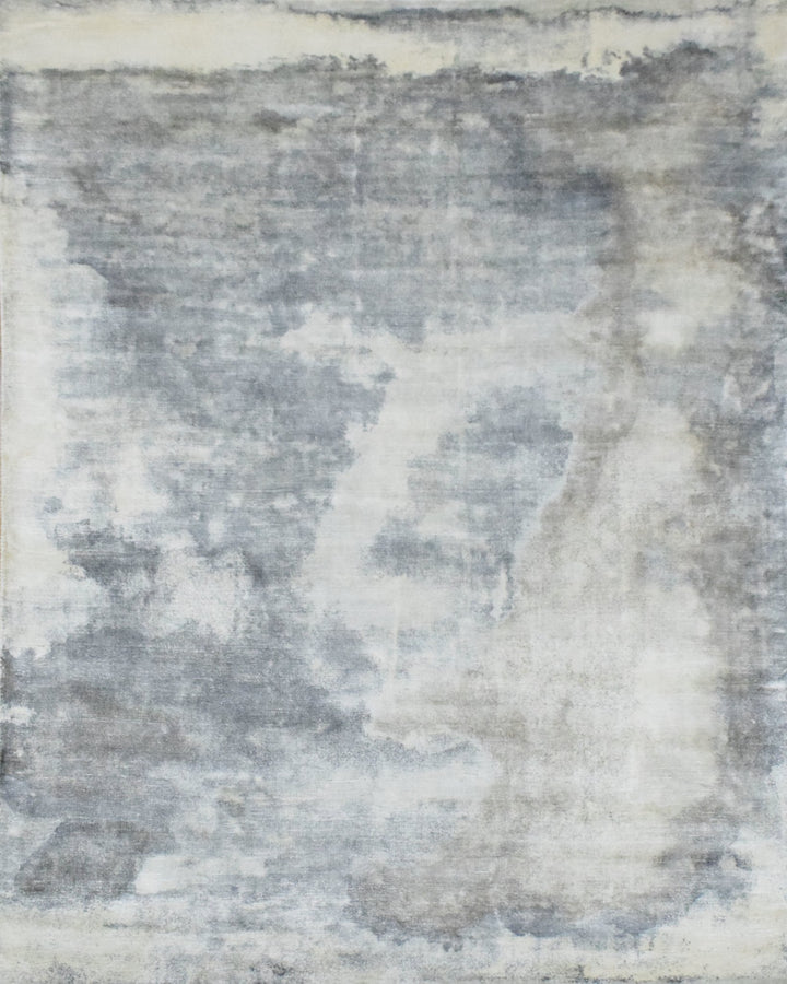 Gray, Brown and Ivory Handmade Area Rug Made With Fine Viscose - The Rug Decor