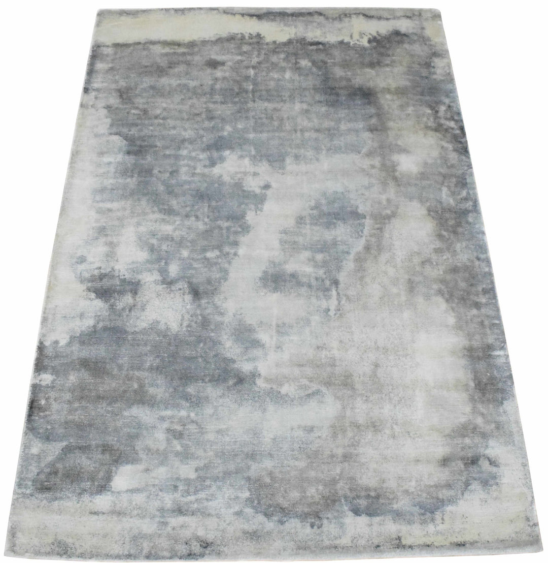 Gray, Brown and Ivory Handmade Area Rug Made With Fine Viscose - The Rug Decor
