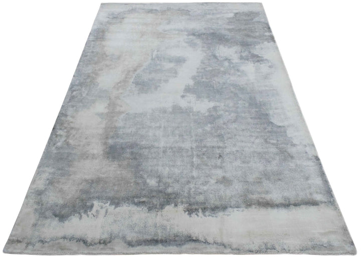 Gray, Brown and Ivory Handmade Area Rug Made With Fine Viscose - The Rug Decor