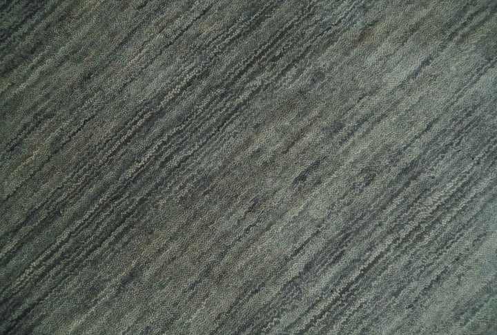 Gray, Charcoal and Ivory with Striped Wool Hand Woven Southwestern Lori Gabbeh Rug| KNT27 - The Rug Decor