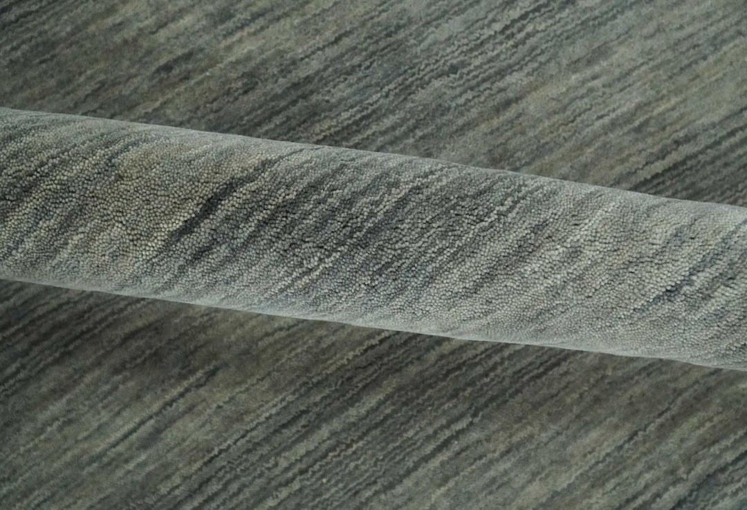 Gray, Charcoal and Ivory with Striped Wool Hand Woven Southwestern Lori Gabbeh Rug| KNT27 - The Rug Decor