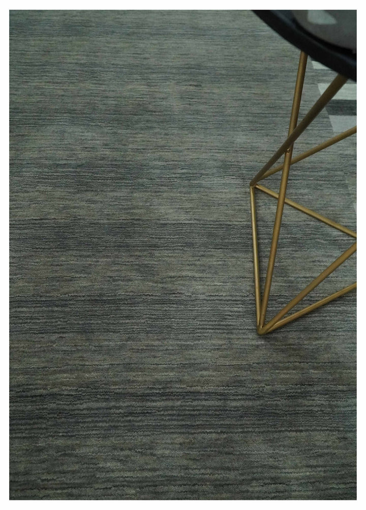 Gray, Charcoal and Ivory with Striped Wool Hand Woven Southwestern Lori Gabbeh Rug| KNT27 - The Rug Decor