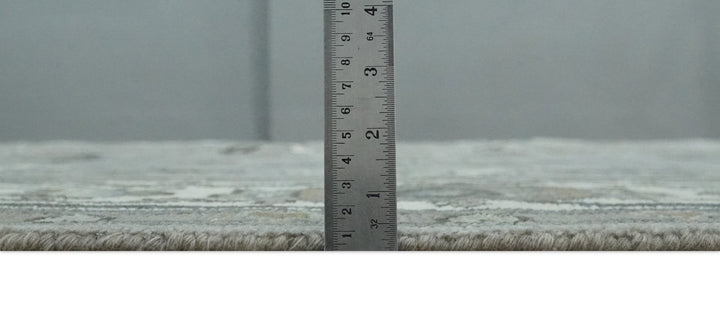 Gray, Ivory, Olive and Charcoal Hand Knotted Medallion 8x10 Traditional Oushak wool Area Rug - The Rug Decor