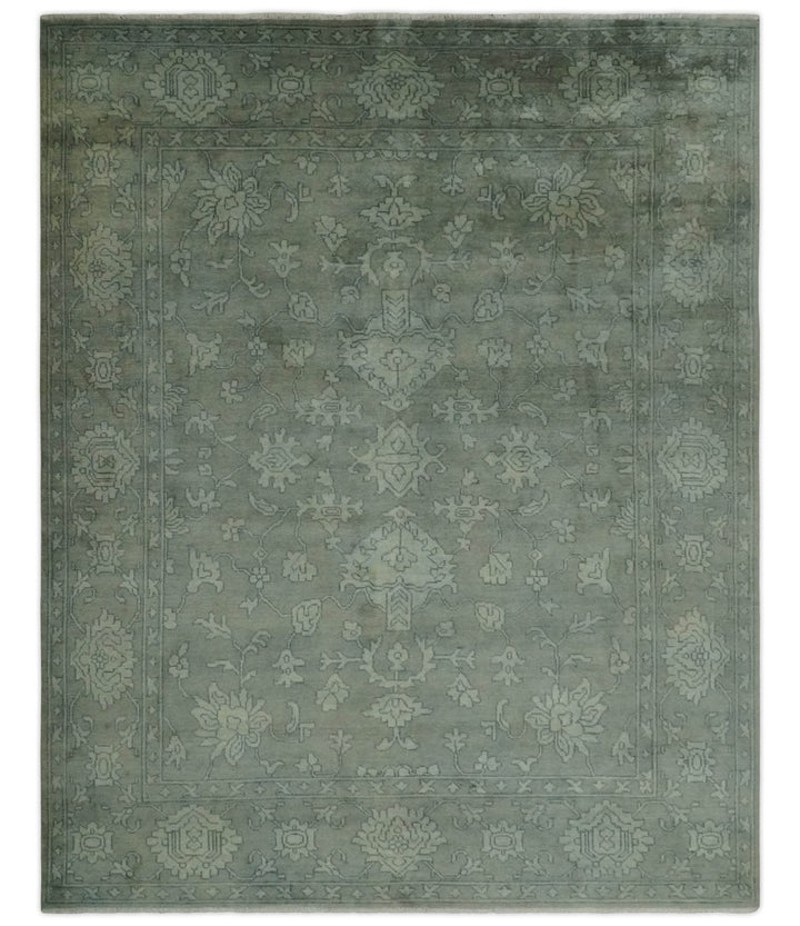 Gray, Silver and Charcoal Hand Knotted antique look Traditional Oushak 8x10 wool area Rug - The Rug Decor