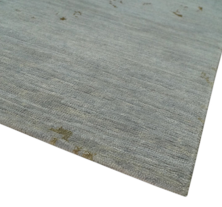 Grey, Charcoal, Olive and Ivory 6x9 Hand Knotted Abstract Wool and Viscose Area Rug - The Rug Decor