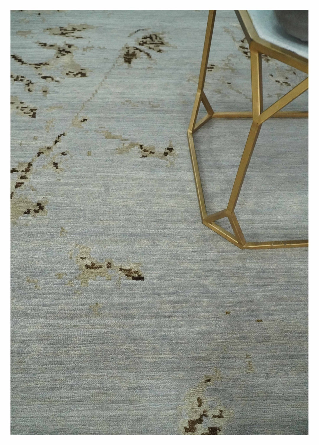 Grey, Charcoal, Olive and Ivory 6x9 Hand Knotted Abstract Wool and Viscose Area Rug - The Rug Decor