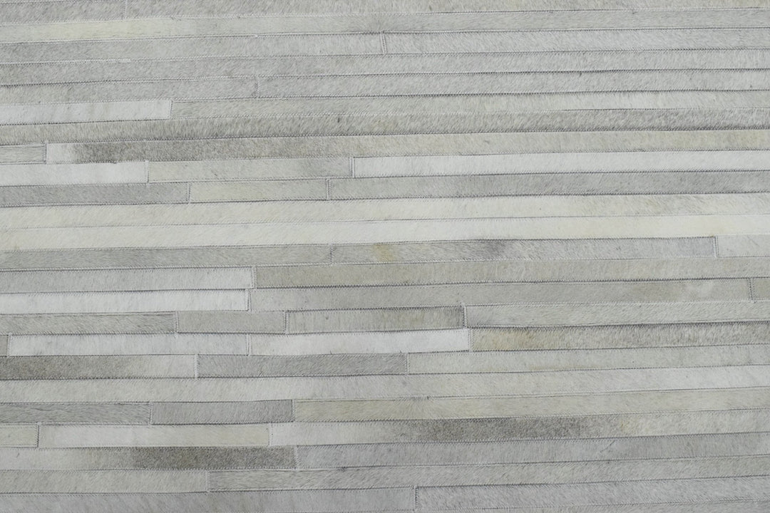 Hair on 5x8 Leather Handmade Ivory and Beige Area Rug, Hand Stitched Genuine Luxury Leather Rug | LR10 - The Rug Decor