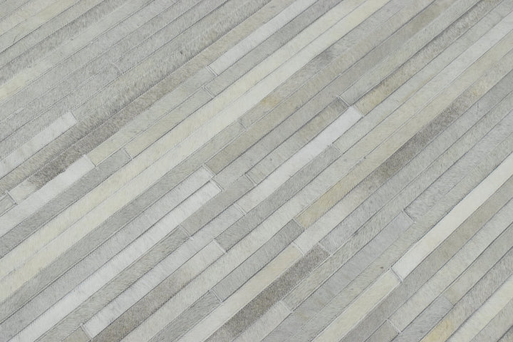 Hair on 5x8 Leather Handmade Ivory and Beige Area Rug, Hand Stitched Genuine Luxury Leather Rug | LR10 - The Rug Decor