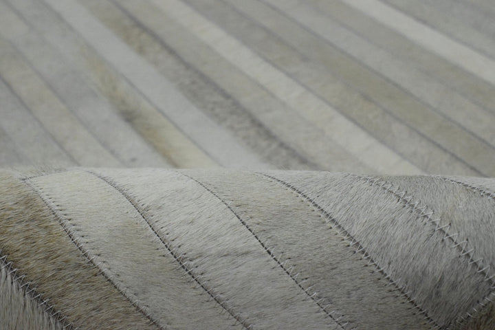 Hair on 5x8 Leather Handmade Ivory and Beige Area Rug, Hand Stitched Genuine Luxury Leather Rug | LR10 - The Rug Decor