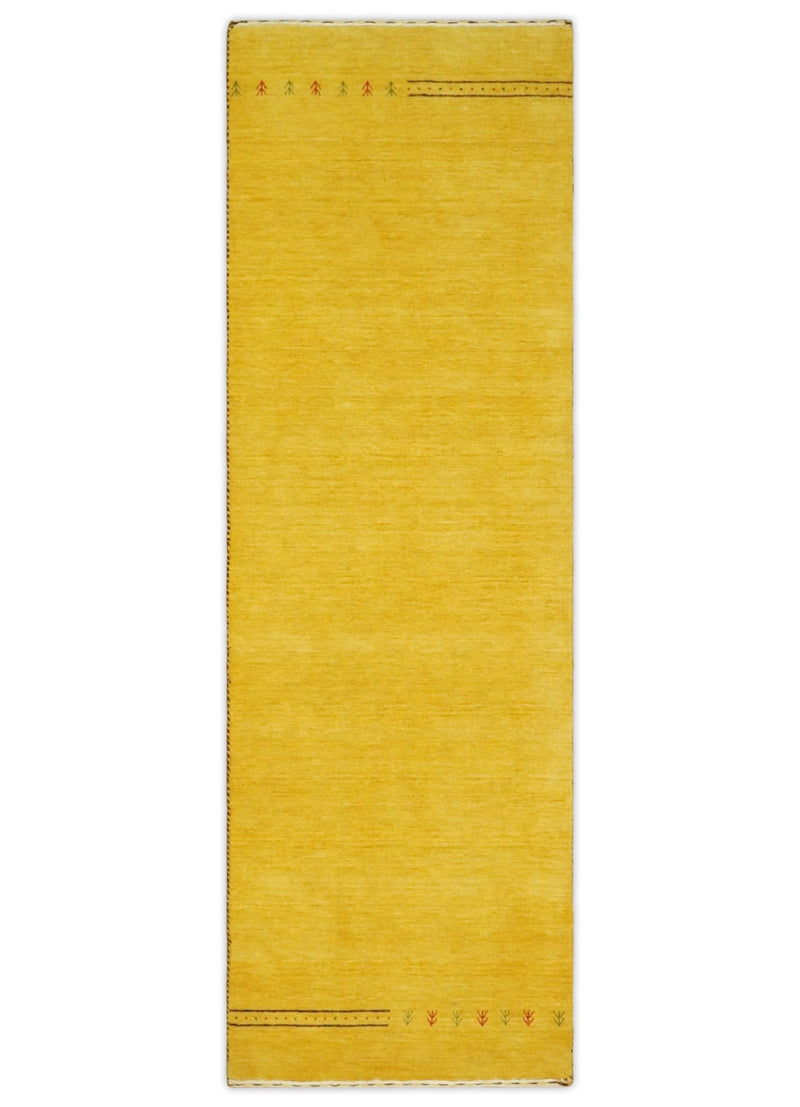 Hallway Runner Solid Gold Wool Hand Woven traditional Southwestern Tribal Lori Gabbeh Rug| LOR3 - The Rug Decor