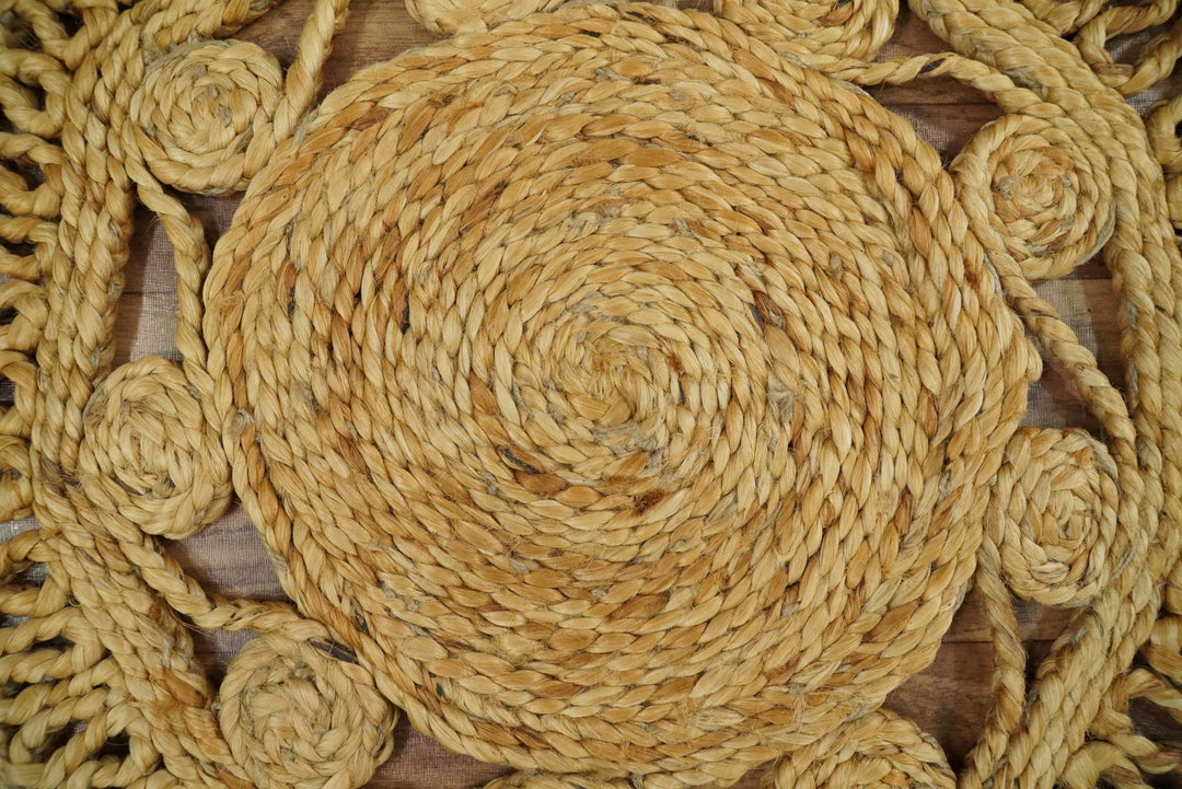 Hand Braided Solid Round Natural Brown Jute Silsal Rug | JR12 - The Rug Decor