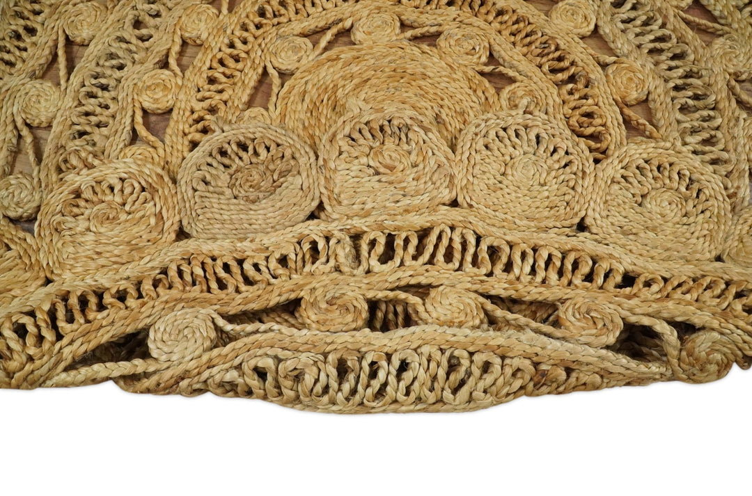 Hand Braided Solid Round Natural Brown Jute Silsal Rug | JR12 - The Rug Decor