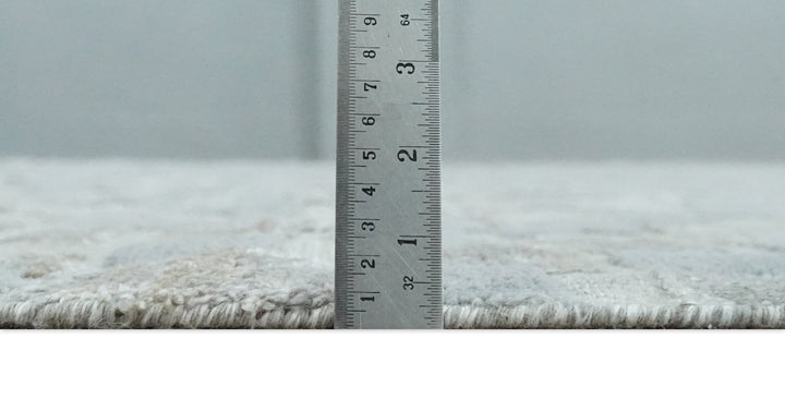 Hand carved Silver, Gray and Brown Traditional Geometrical Pattern Hand Knotted 8x10 and 9x12 Wool and Silk Area Rug - The Rug Decor