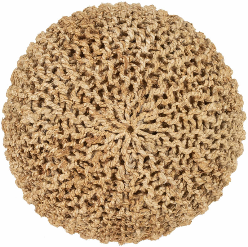 Hand Knitted Natural Fiber Tan Cylindrical Jute Pouf perfect for Home decor - The Rug Decor