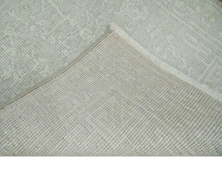 Hand Knotted 2x3 Beige and Ivory Traditional Persian Oushak Wool Rug | N6223 - The Rug Decor