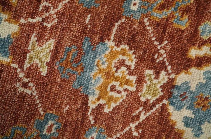 Hand Knotted 2x3 Rust, Blue and Ivory Traditional Antique Persian Design Wool Rug | TRDCP79923 - The Rug Decor
