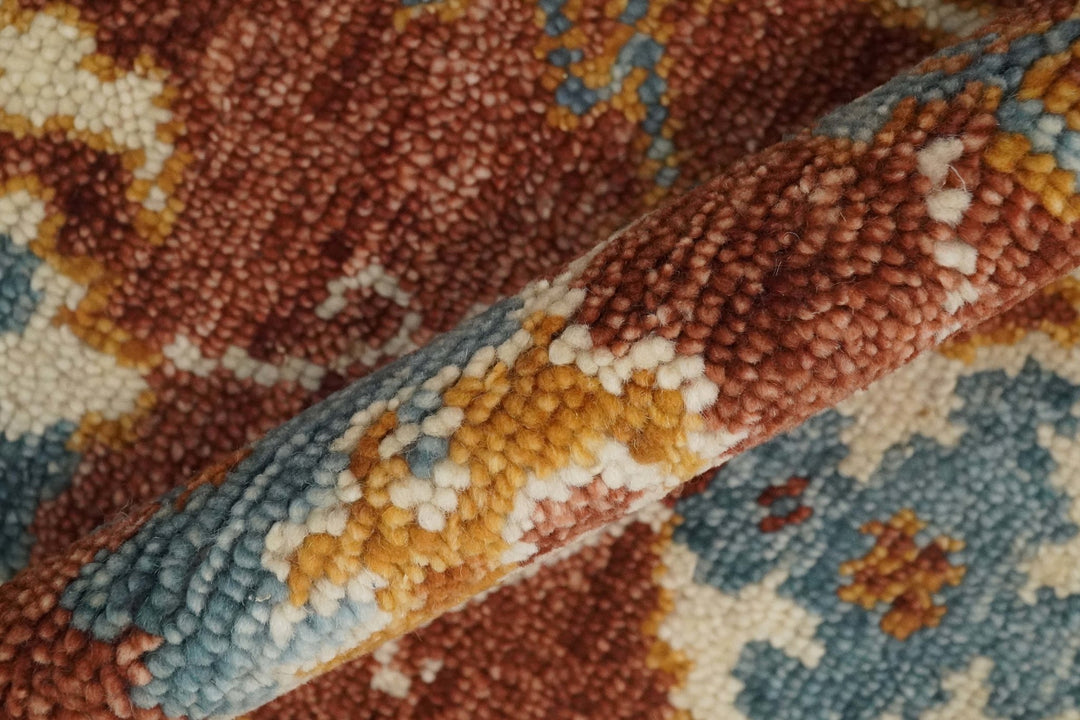 Hand Knotted 2x3 Rust, Blue and Ivory Traditional Antique Persian Design Wool Rug | TRDCP79923 - The Rug Decor
