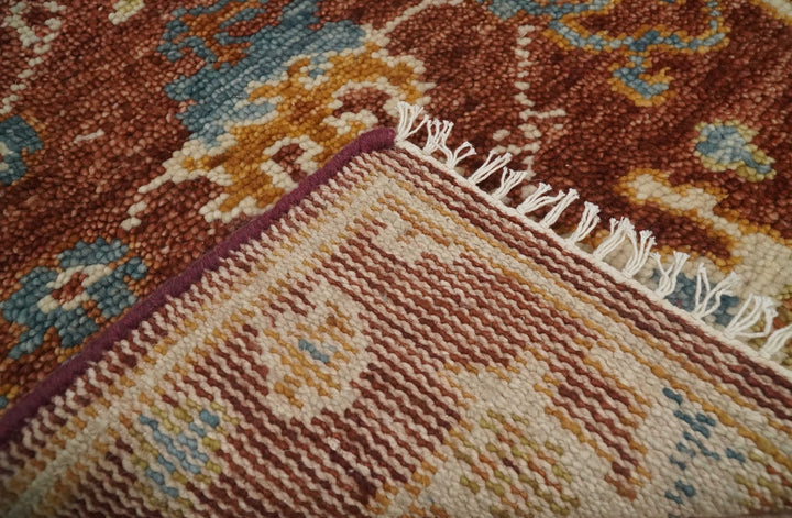 Hand Knotted 2x3 Rust, Blue and Ivory Traditional Antique Persian Design Wool Rug | TRDCP79923 - The Rug Decor