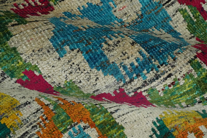 Hand Knotted 4.5x6.5 Multicolor Persian made of Recycled Silk Area Rug | OP66 - The Rug Decor