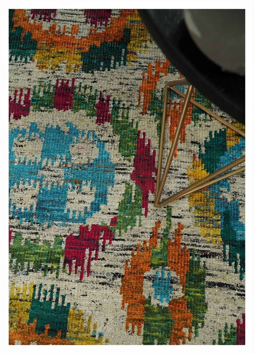 Hand Knotted 4.5x6.5 Multicolor Persian made of Recycled Silk Area Rug | OP66 - The Rug Decor