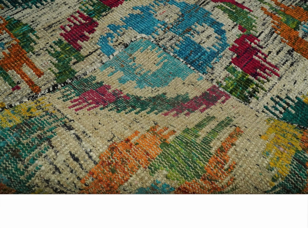 Hand Knotted 4.5x6.5 Multicolor Persian made of Recycled Silk Area Rug | OP66 - The Rug Decor