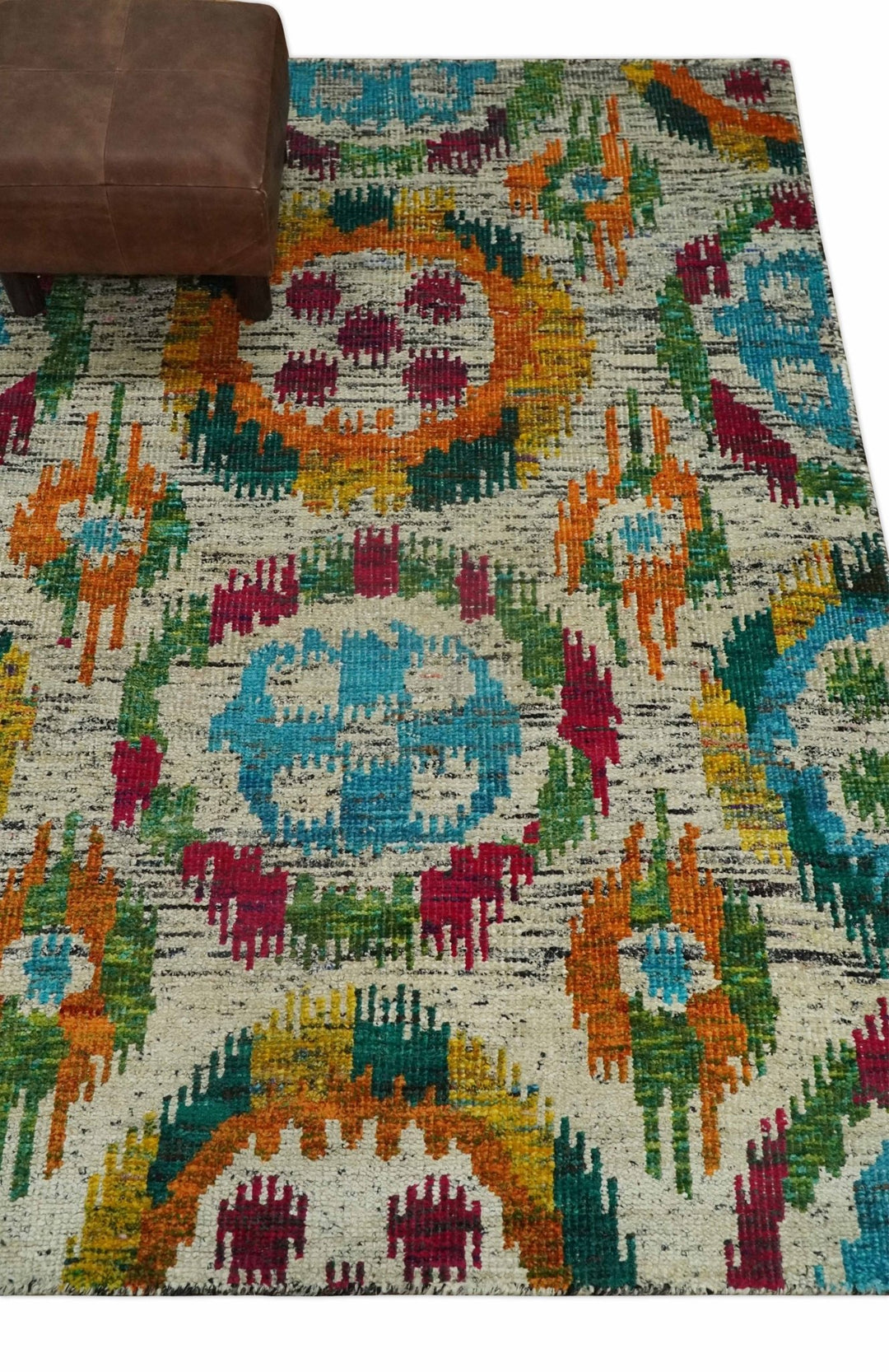 Hand Knotted 4.5x6.5 Multicolor Persian made of Recycled Silk Area Rug | OP66 - The Rug Decor