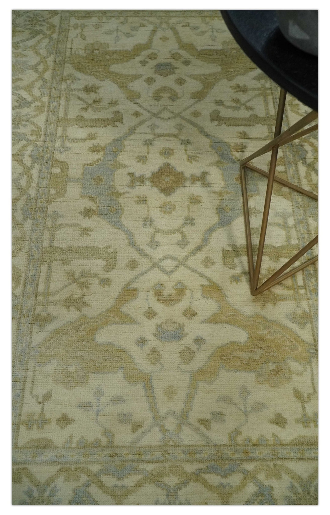 Hand Knotted 4x6 Oriental Oushak Beige an Gray Wool Area Rug, Small Turkish Design Rug | N35146 - The Rug Decor