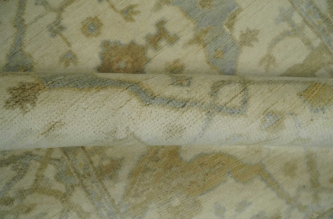 Hand Knotted 4x6 Oriental Oushak Beige an Gray Wool Area Rug, Small Turkish Design Rug | N35146 - The Rug Decor