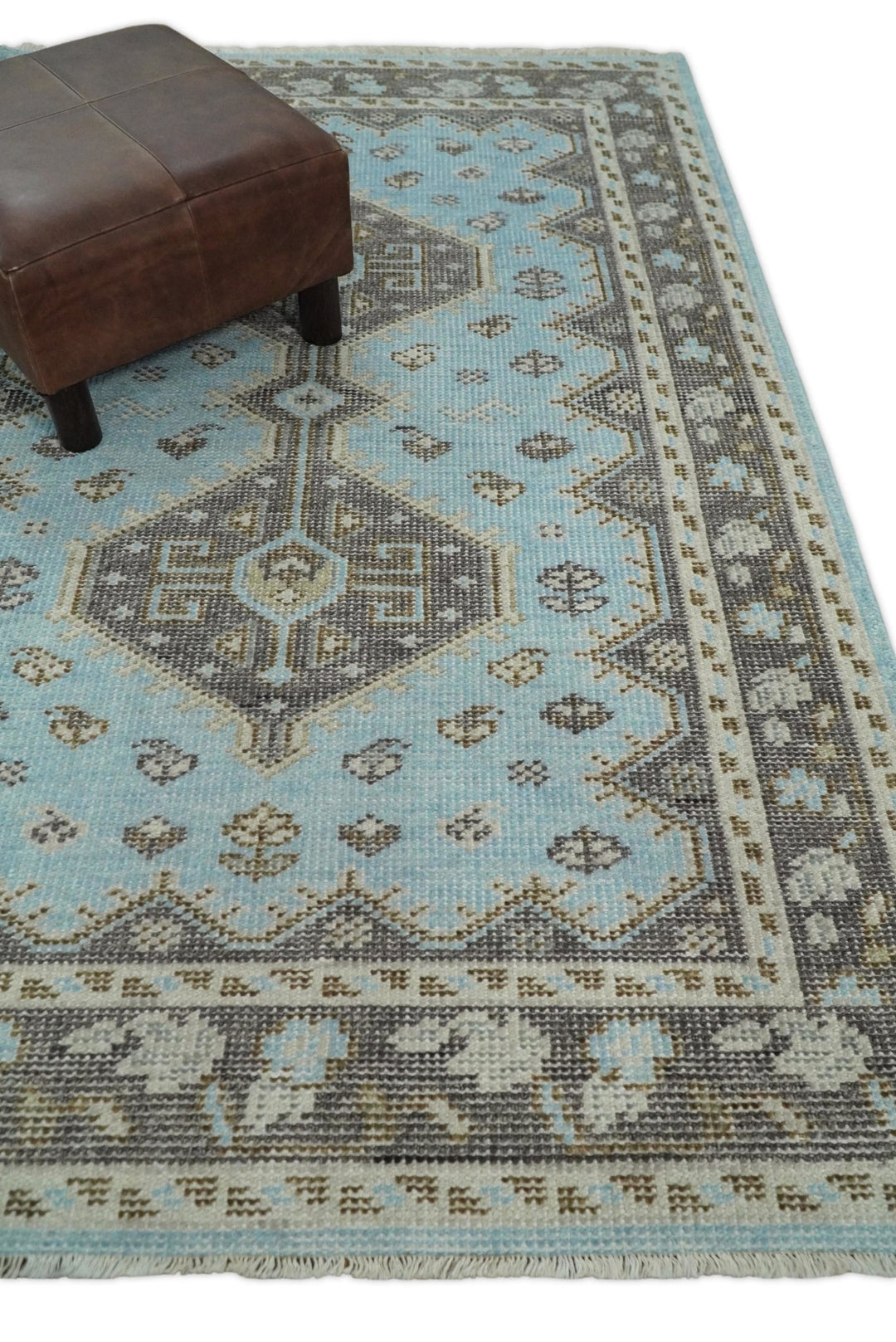 Hand knotted 4x6 Persian Blue and Brown Antique Vintage Wool Area Rug | TRD242846 - The Rug Decor
