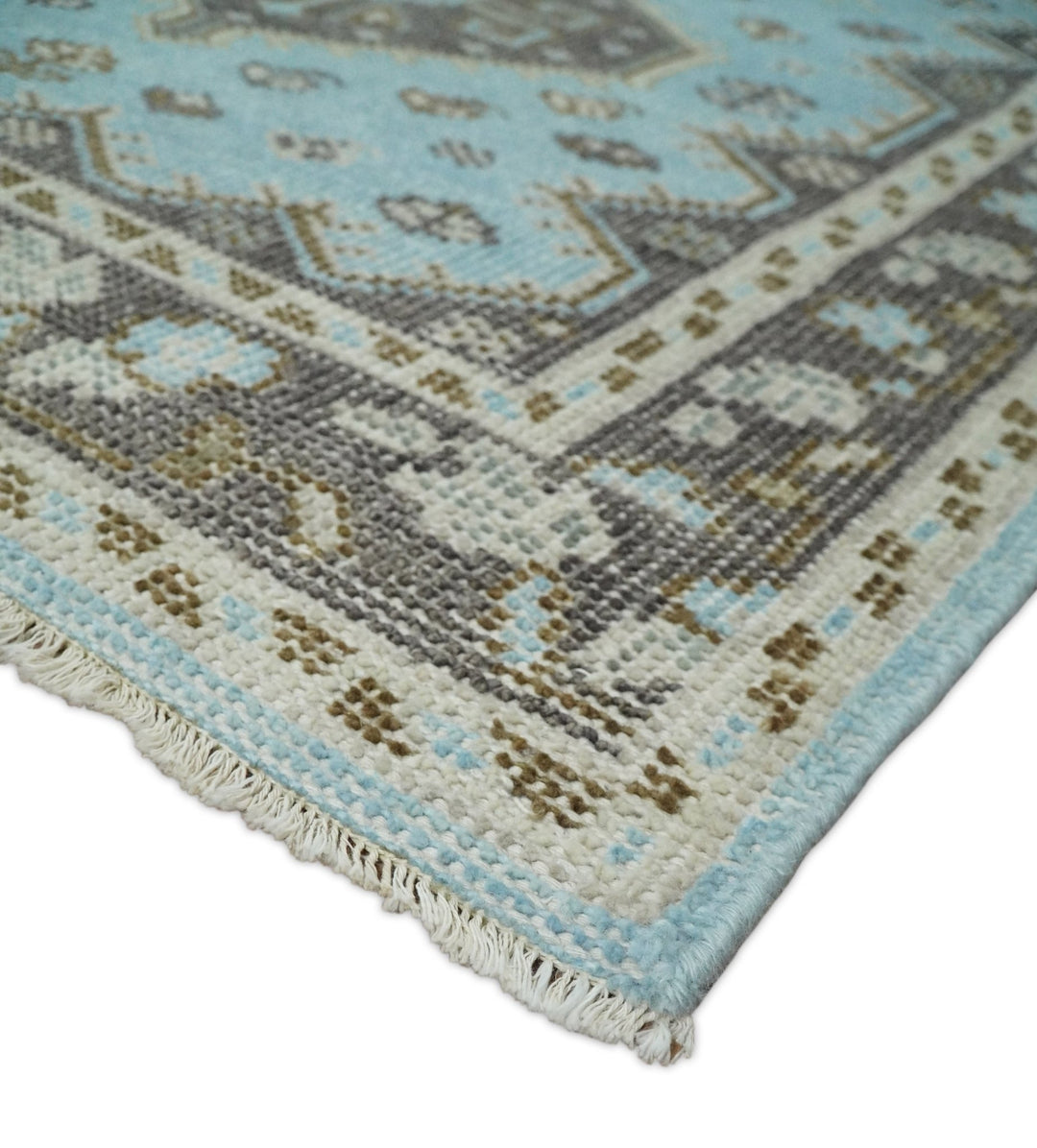 Hand knotted 4x6 Persian Blue and Brown Antique Vintage Wool Area Rug | TRD242846 - The Rug Decor