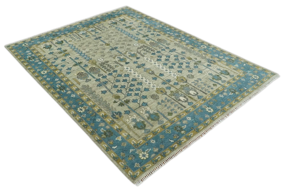 Hand Knotted 5x8, 6x9, 8x10, 9x12, 10x14, 12x15 Traditional Beige and Blue Vintage Persian Wool Area Rug | TRDCP957 - The Rug Decor