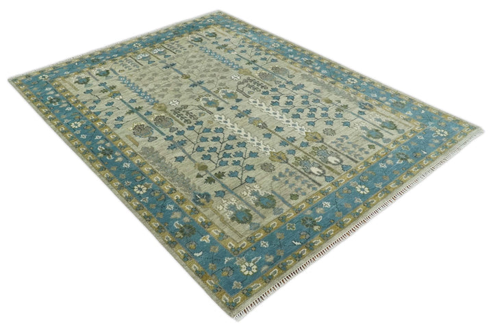 Hand Knotted 5x8, 6x9, 8x10, 9x12, 10x14, 12x15 Traditional Beige and Blue Vintage Persian Wool Area Rug | TRDCP957 - The Rug Decor