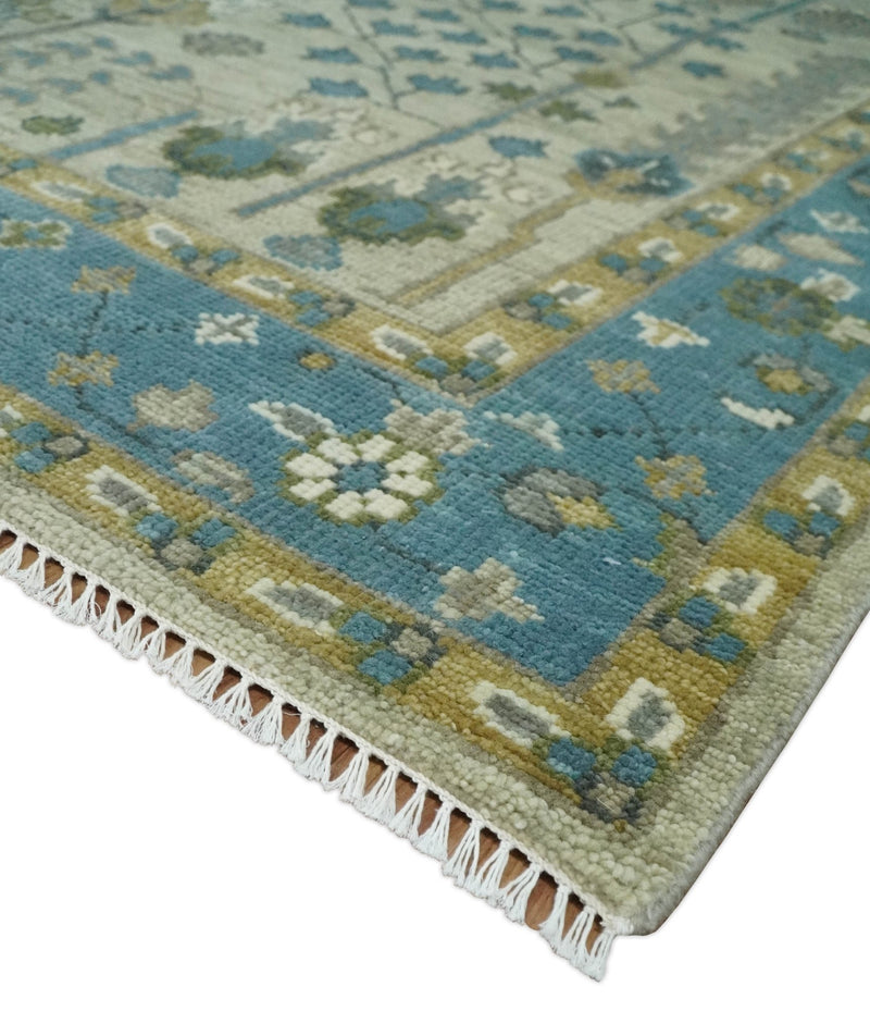 Hand Knotted 5x8, 6x9, 8x10, 9x12, 10x14, 12x15 Traditional Beige and Blue Vintage Persian Wool Area Rug | TRDCP957 - The Rug Decor
