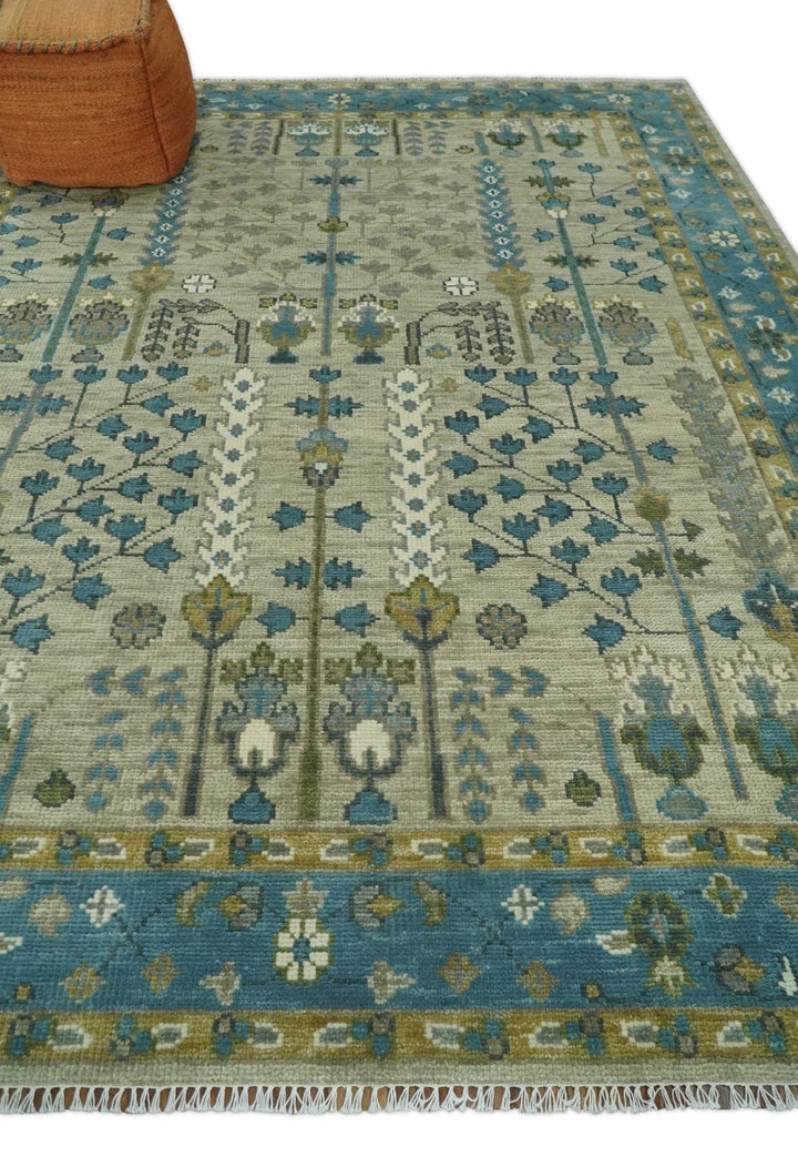 Hand Knotted 5x8, 6x9, 8x10, 9x12, 10x14, 12x15 Traditional Beige and Blue Vintage Persian Wool Area Rug | TRDCP957 - The Rug Decor