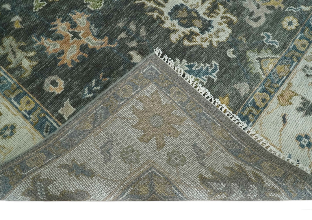 Hand Knotted 5x8, 6x9, 8x10, 9x12, 10x14 and 12x15 Charcoal and Ivory Traditional Persian Oushak Wool Rug | TRDCP1024810 - The Rug Decor