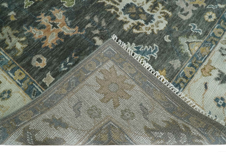 Hand Knotted 5x8, 6x9, 8x10, 9x12, 10x14 and 12x15 Charcoal and Ivory Traditional Persian Oushak Wool Rug | TRDCP1024810 - The Rug Decor