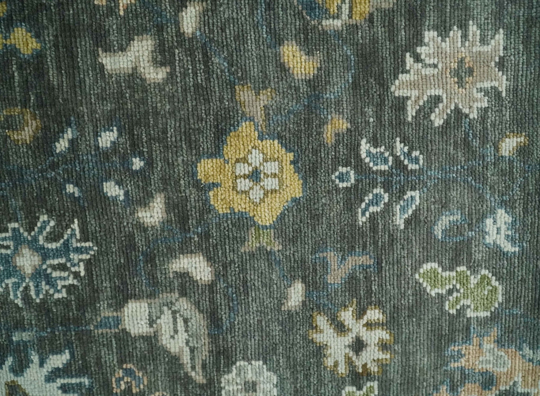 Hand Knotted 5x8, 6x9, 8x10, 9x12, 10x14 and 12x15 Charcoal and Ivory Traditional Persian Oushak Wool Rug | TRDCP1024810 - The Rug Decor