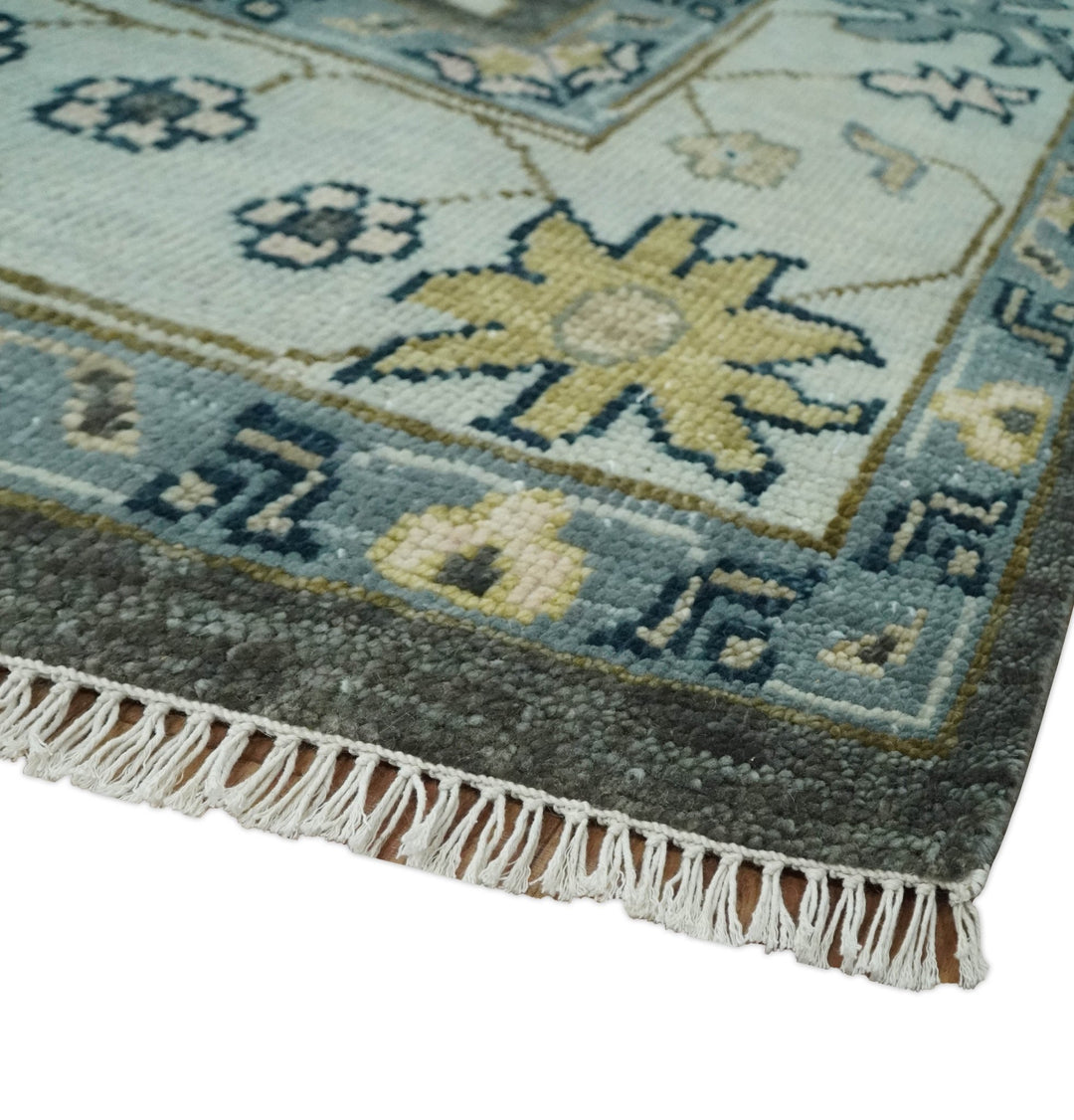 Hand Knotted 5x8, 6x9, 8x10, 9x12, 10x14 and 12x15 Charcoal and Ivory Traditional Persian Oushak Wool Rug | TRDCP905810 - The Rug Decor